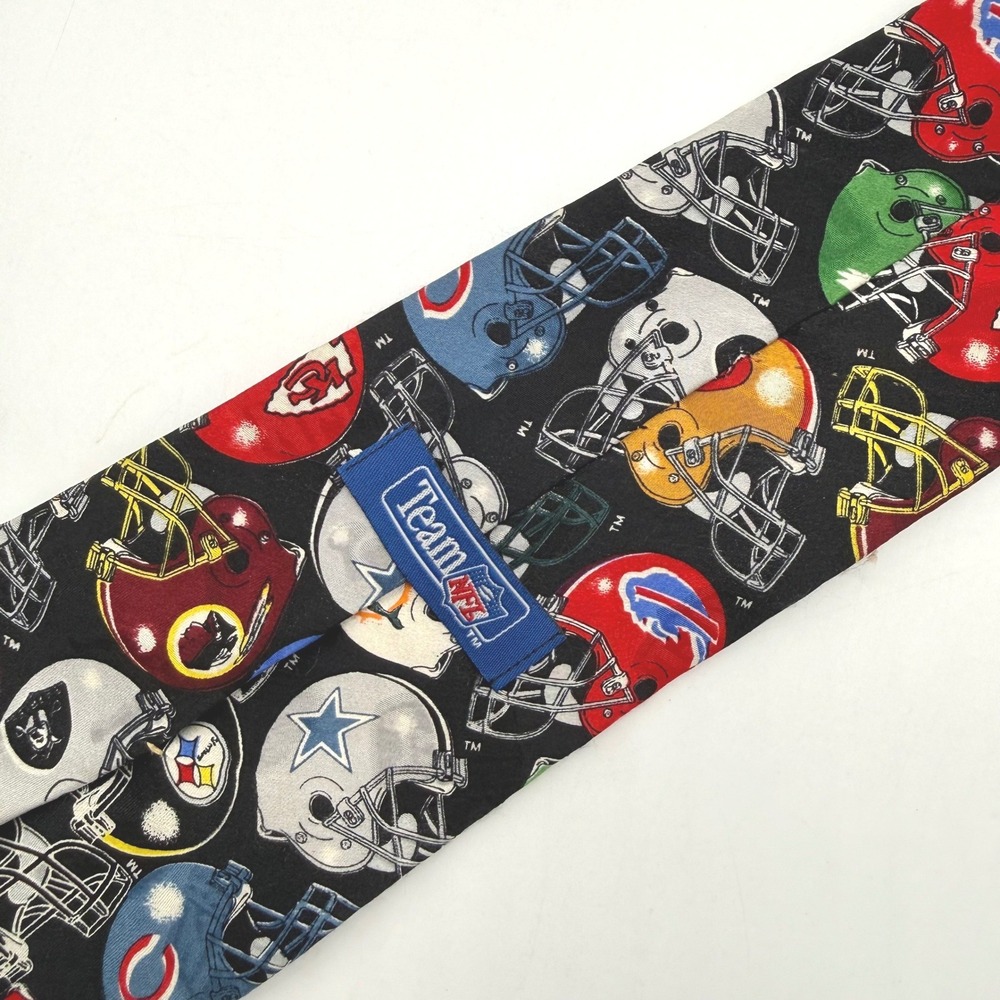 Team NFL Necktie Mens OS Black Silk Vintage Football Helmets Graphic USA Made